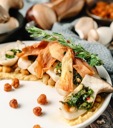 King Oyster Mushroom with Lentil and Chickpea Puree